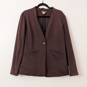 DULUTH TRADING Co burgandy Ponte Pro Single Button Office Blazer Jacket 12